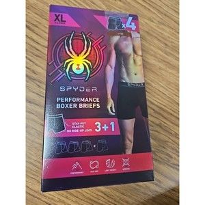 Spyder Performance Boxer Briefs 4 Pack Men's X Large NEW Multicolored Fast Dry